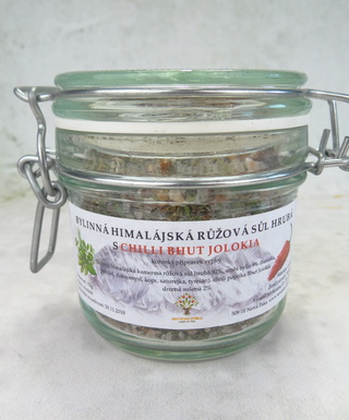Bylinná himalájská růžová sůl hrubá s chilli Bhut Jolokia