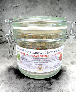 Bylinná himalájská růžová sůl hrubá s chilli Moruga